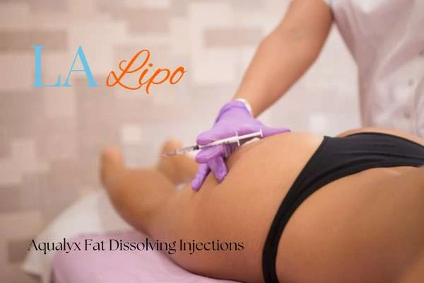 Woman having fat dissolving injections Greater London (City of London) on thighs