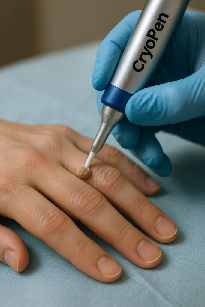 example of cryopen wart removal Greater London (City of London) treatment on a persons finger