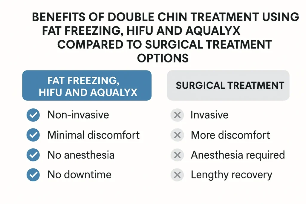 Graphic about the benefits of double chin treatment Greater London (City of London) - from LA LIPO