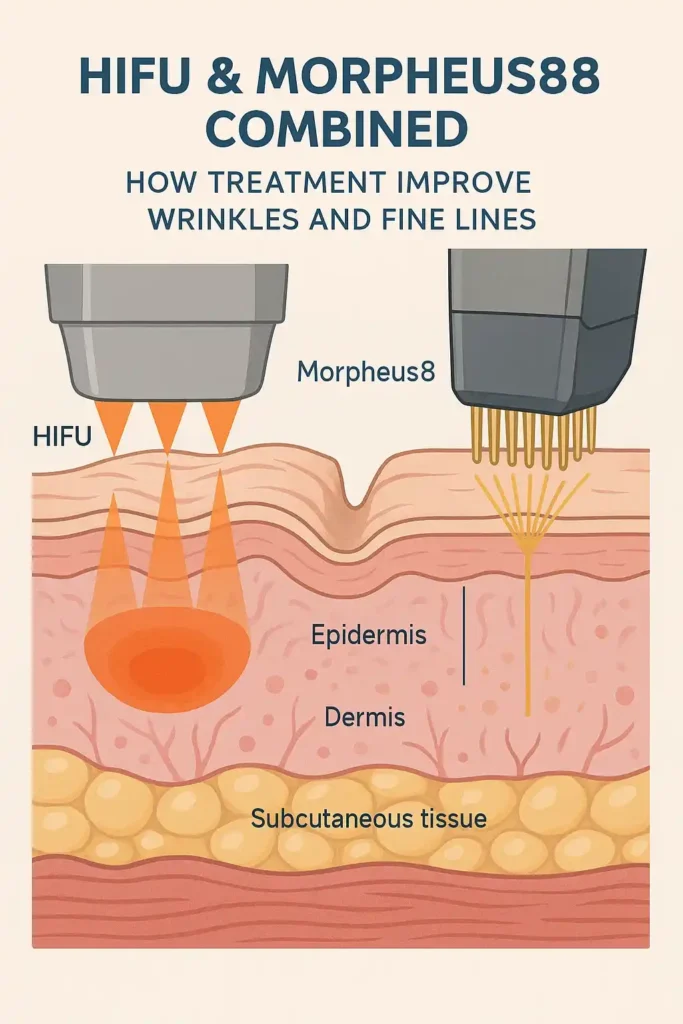 Diagram showing HIFU & Morpeus8 Greater London (City of London) and the benefits for reduction in wrinkles and fine lines